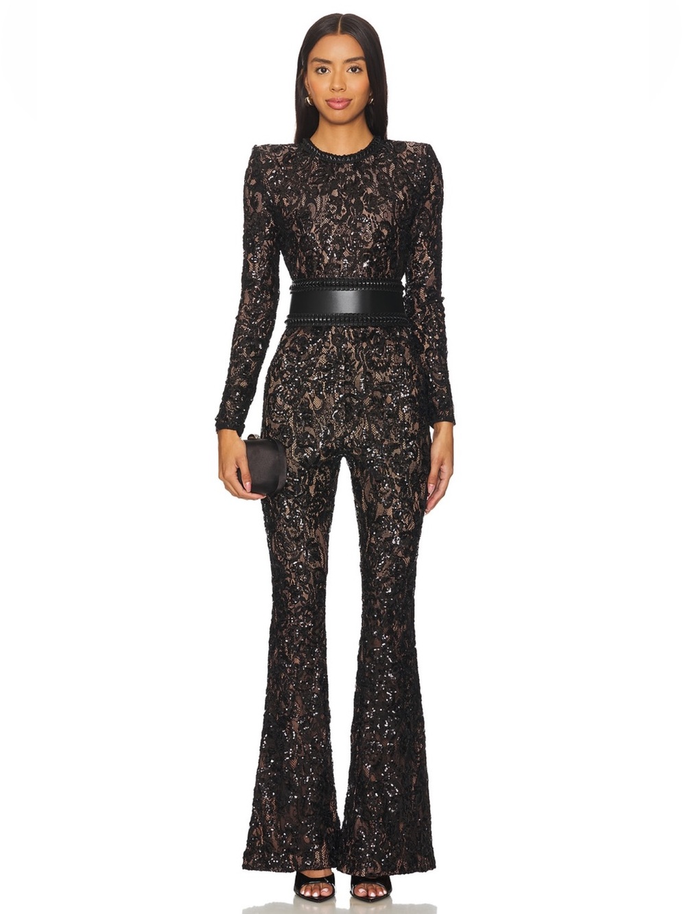 Nadine Merabi Bella Jumpsuit Black Sz 2 XS